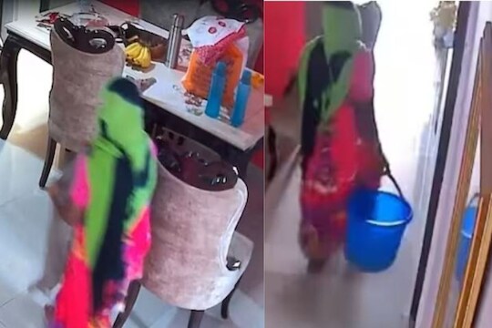 मोलकरणीचं धक्कादायक कृत्य CCTV  कॅमेऱ्यात कैद 