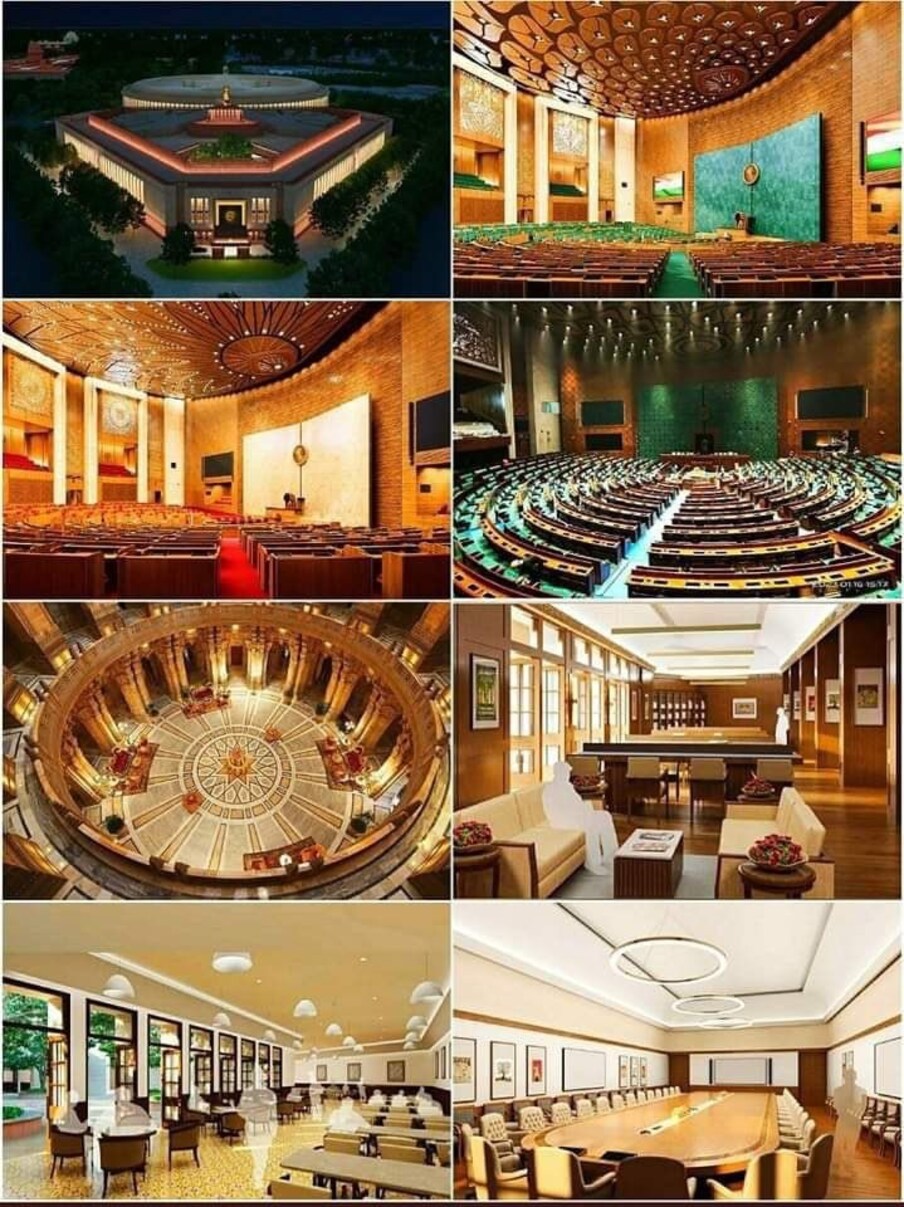 पंतप्रधान नरेंद्र मोदी 28 मे रोजी नवीन संसद भवनाचं उद्घाटन करणार आहेत. नवीन संसद भवन 28 मे पासून सुरू होईल. यासाठी 1272 कोटींचा खर्च आल्याचं सांगितलं जात आहे. अत्यंत भव्य आणि देदीप्यमान अशी ही इमारत उभी करण्यात आली आहे. याचे इनसाइड फोटो उद्घाटन सोहळ्याआधी समोर आले आहेत. 