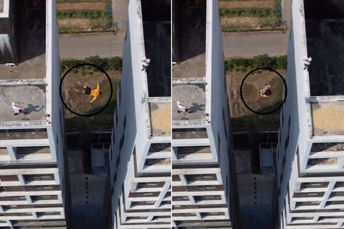 एका इमारतीवरुन दुसऱ्या इमारतीवर उडी