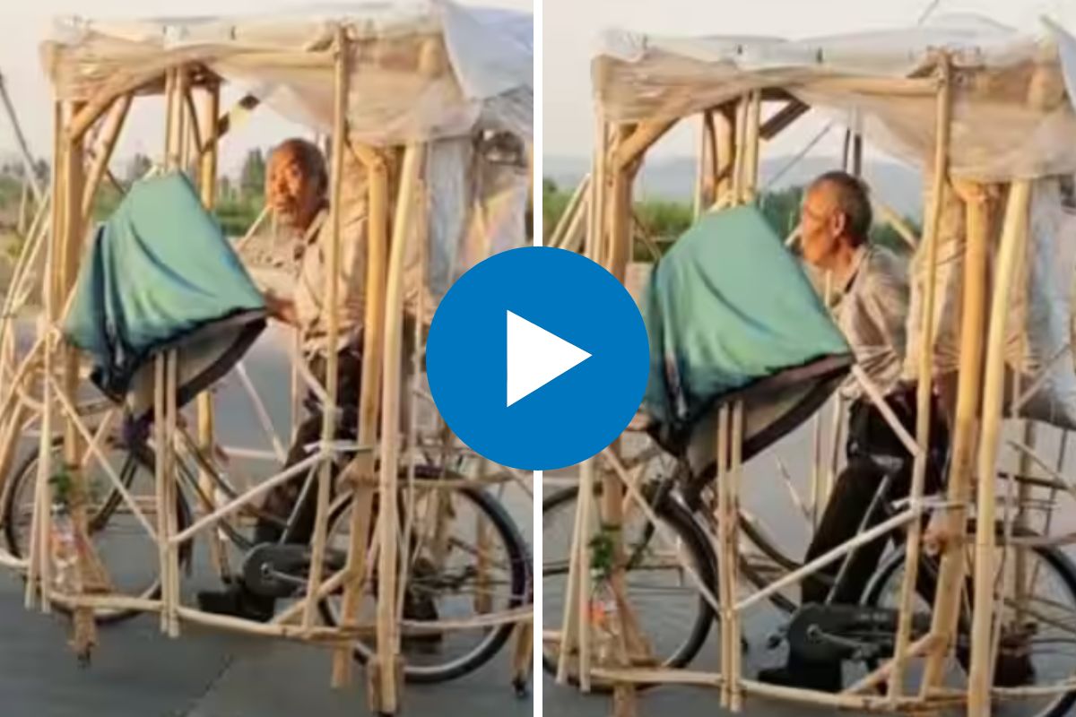 उन्हापासून वाचण्यासाठी वृद्धाचा जुगाड