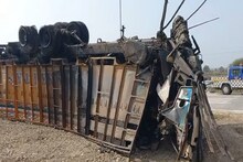 ट्रक पुलाखाली कोसळला अन् घात झाला, आग लागली आणि क्षणात होत्याचं नव्हतं झालं