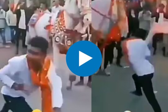 व्यक्तीचा विचित्र डान्स पाहून संतापला घोडा