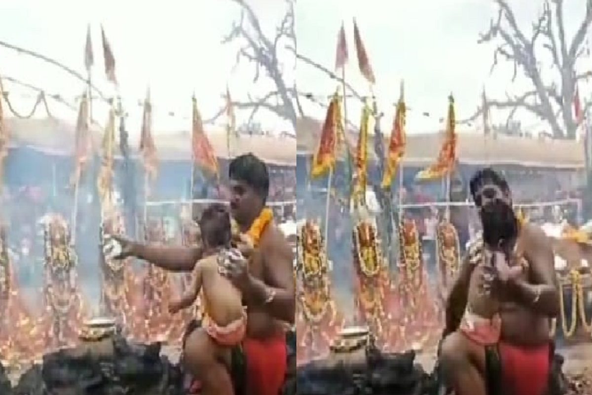 बाळाला गरम दुधाने अंघोळ (फोटो - ट्विटर व्हिडीओ ग्रॅब)