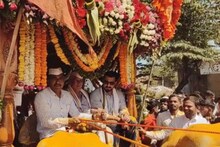शिरूरचे दावेदार! 'लांडें'नी पकडली बैलाची वेसण तर कोल्हेनी केले रथाचे सारथ्य,Video