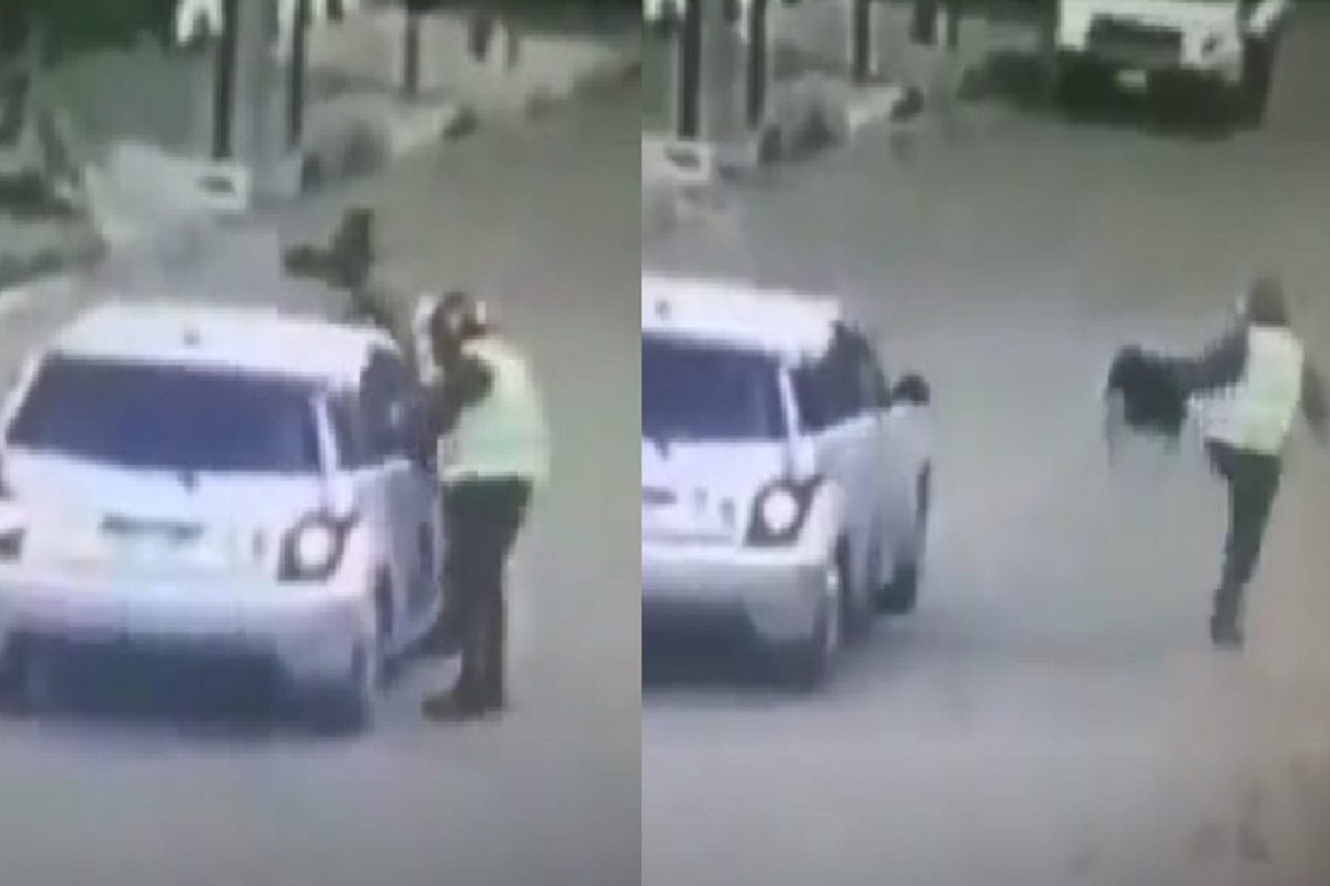 चोरी करणाऱ्या चोरांना तिथंच शिक्षा. (फोटो - ट्विटर व्हिडीओ ग्रॅब)