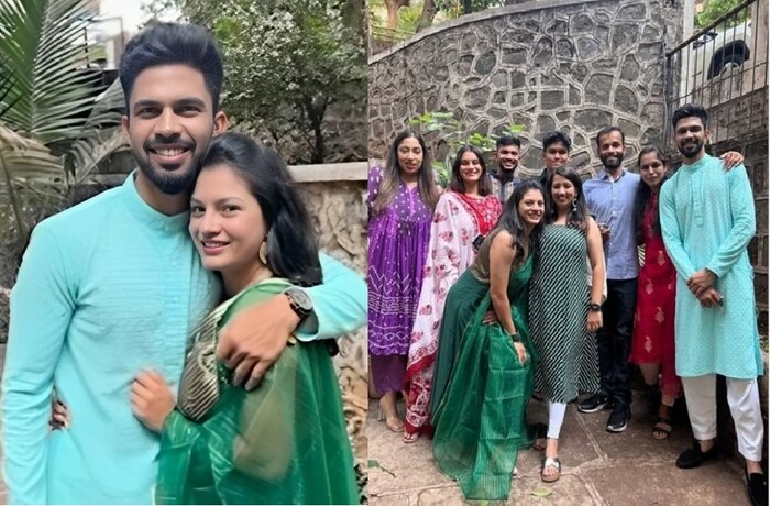 उत्कर्षाने ऋतुराजच्या नावाची मेहंदी काढली असून ऋतुराजने देखील त्याच्या होणाऱ्या पत्नीचं नाव मेहेंदीने आपल्या हातावर काढले आहे. 