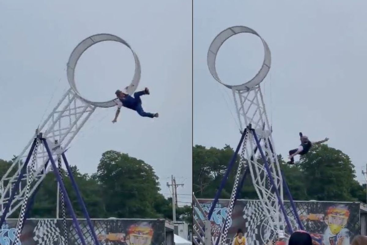 स्टंट करताना झुल्यावरुन कोसळला