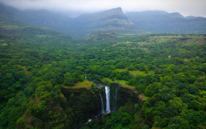 डोंगरांवर धुक्याची चादर पसरली आहे. हा नजारा जणू काही डोंगर दऱ्यांनी हिरवी चादर पांघरल्यासारखा दिसतोय.