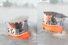 मुख्यमंत्र्यांची नाव डगमगली, पूरग्रस्त भागात पाहणी करतानाचा VIDEO VIRAL