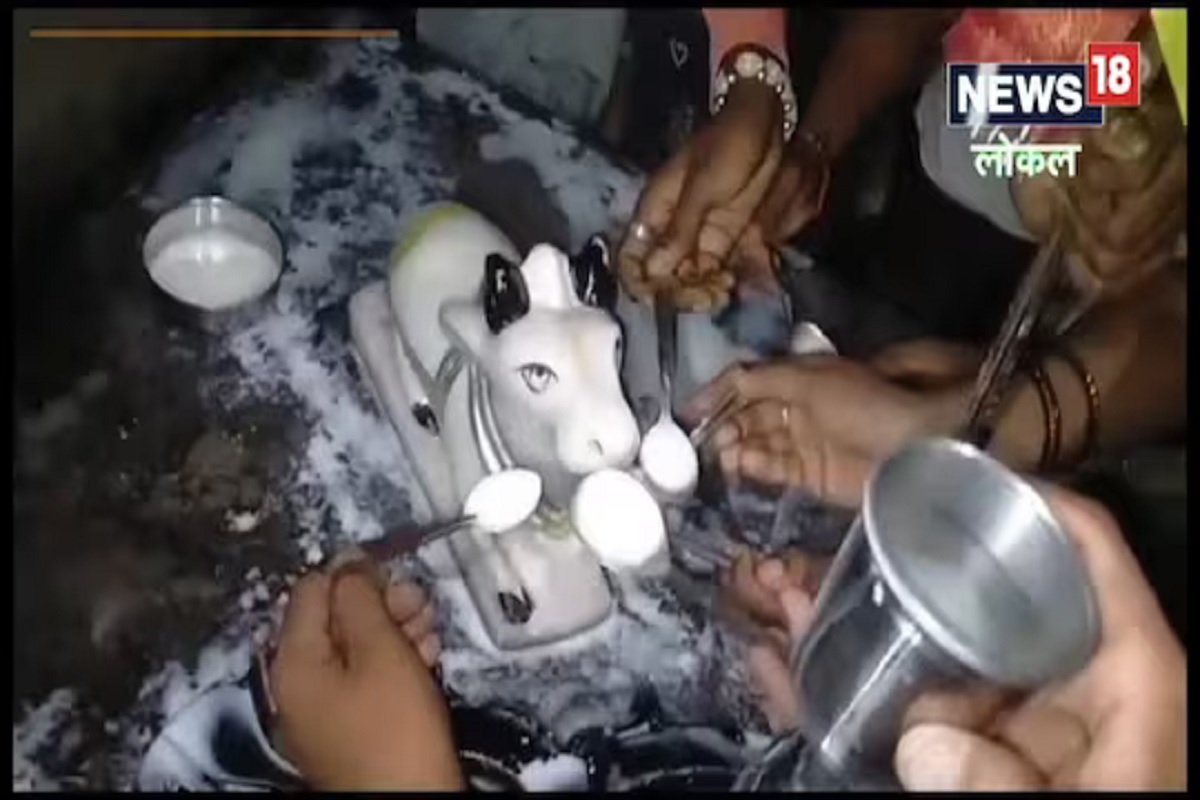 अहो आश्चर्य! या मंदिरात चक्क नंदीची मूर्ती पिते दूध