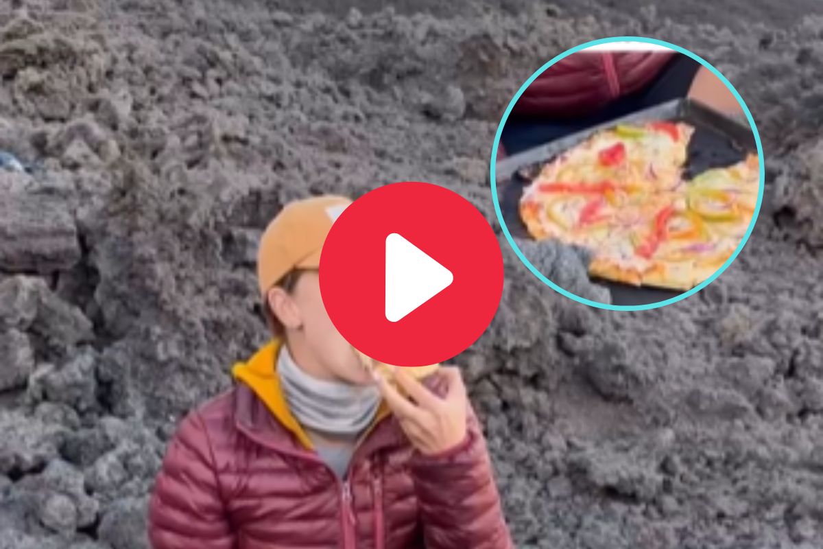 ज्वालामुखीवर भाजला पिज्जा
