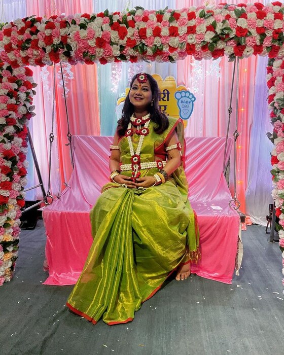  जून महिन्यात राधाचं एक डोहाळे जेवण पार पडलं होतं. त्यानंतर एका महिन्यातच तिचं दुसरं डोहाळे जेवण पार पडलं आहे.