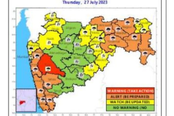 ठाणे, रत्नागिरी, रायगड, सातारा, कोल्हापूर आणि सिंधूदुर्ग या जिल्ह्यांमध्येही ऑरेंज अलर्ट जारी करण्यात आला आहे