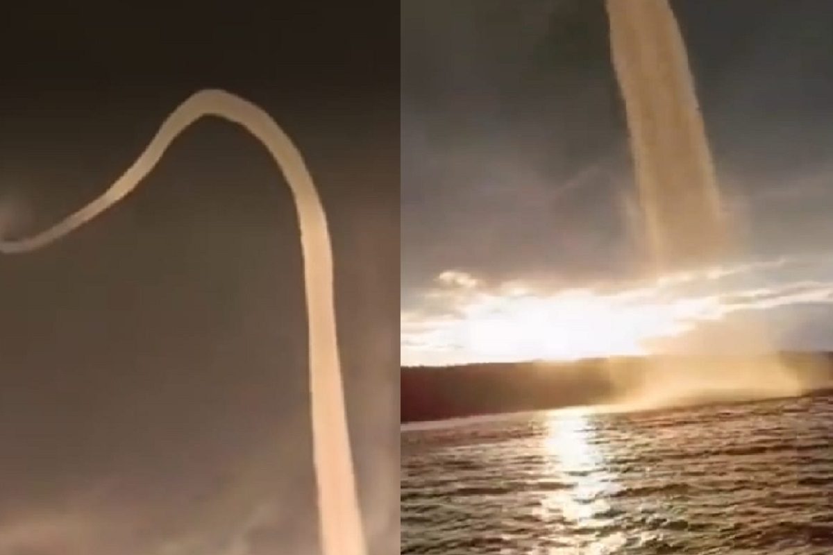 आकाशाकडे वाहणारी नदी. (फोटो - ट्विटर व्हिडीओ ग्रॅब)