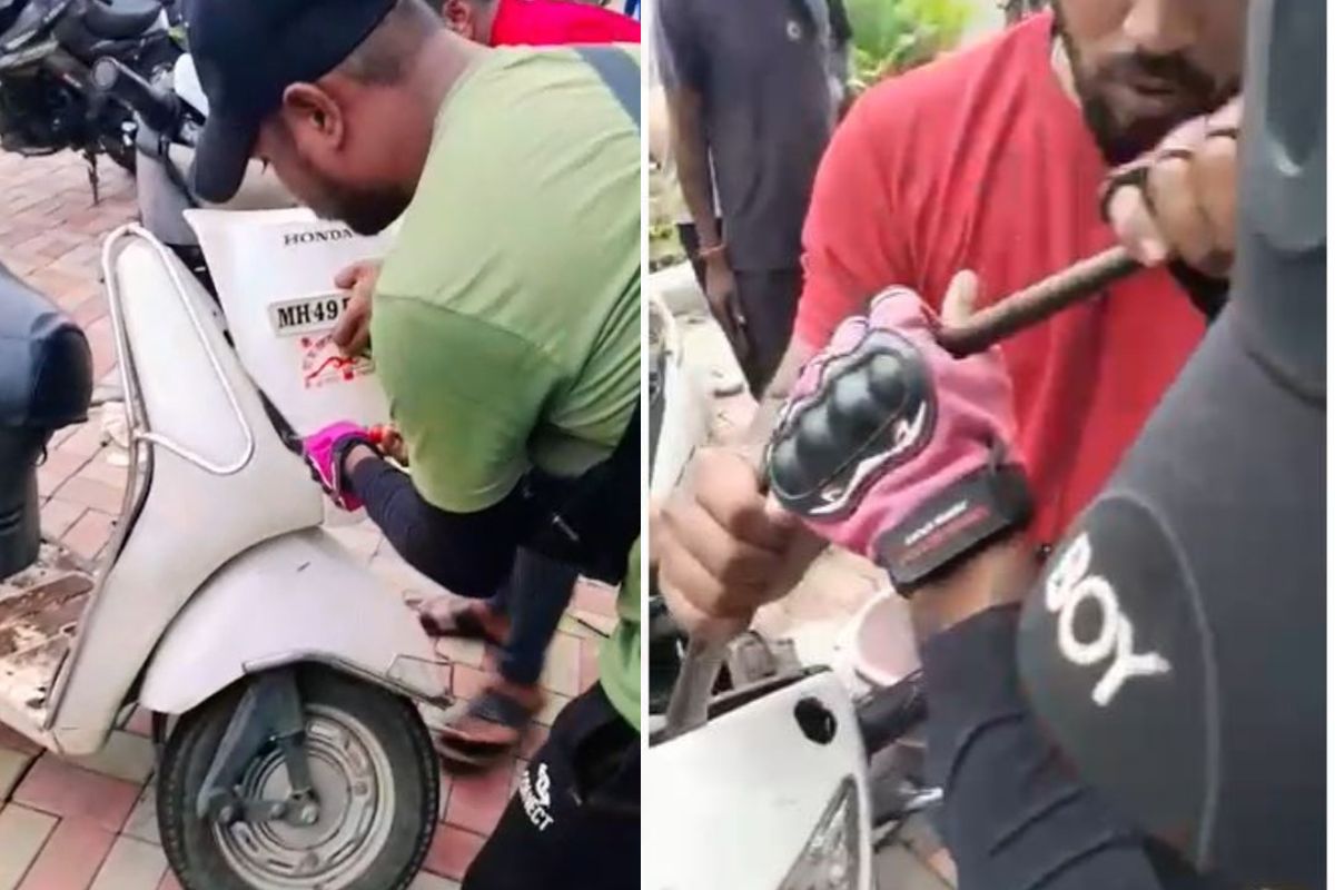 स्कूटी चालवत असतानाच हेडलाईटमध्ये दिसला साप