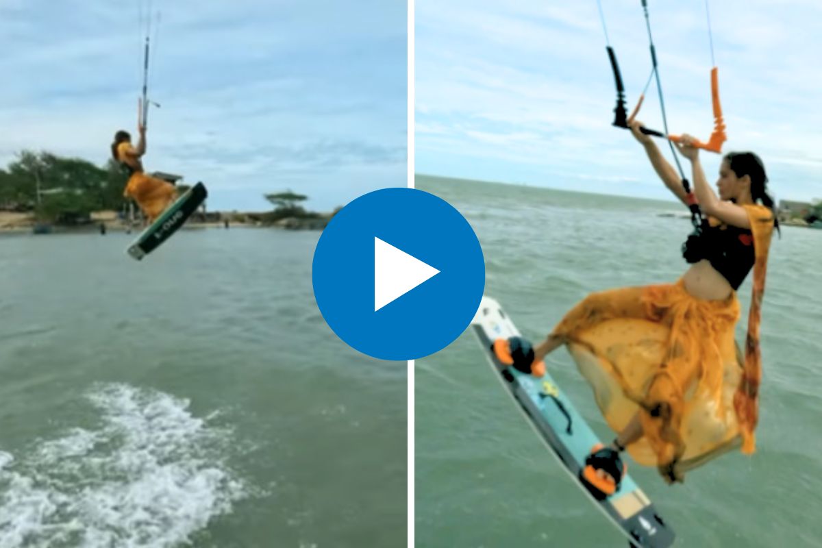 तरुणीचा साडी नेसून स्टंट