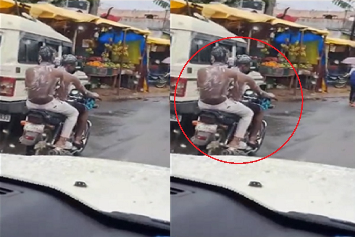 बाईक चालवत साबण लावून करत होते अंघोळ, पोलिसांनी पाहिलं आणि मग...