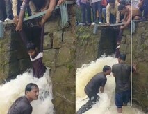 हुल्लडबाजी आली अंगलट, नदीत वाहून गेला अन् बंधाऱ्यात अडकला; जवानांनी वाचवले