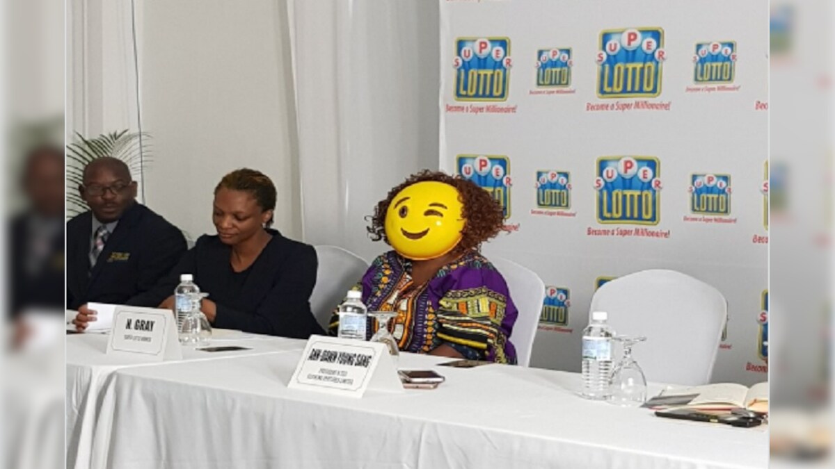 Lottery Winner Picks Up Check In Emoji Wink Mask News18 Kannada