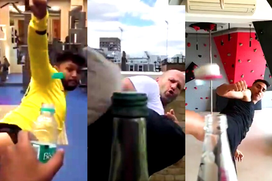 Bottle cap challenge by celebrities