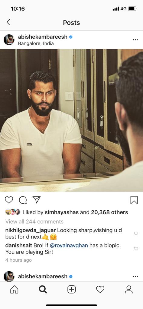 nikhil commnt on abhishek ambareesh's photo