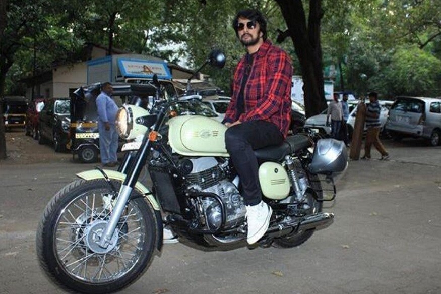Kichcha Sudeep spotted on Jawa Bike during Dabangg 3 movie Promotion at Mumbai
