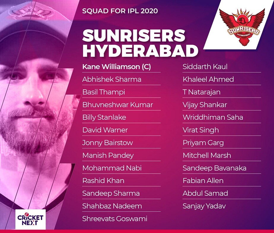  ಸನ್​ರೈಸರ್ಸ್​​ ಹೈದರಾಬಾದ್ ತಂಡದಲ್ಲಿರುವ ಆಟಗಾರರ ಸಂಪೂರ್ಣ ಮಾಹಿತಿ.