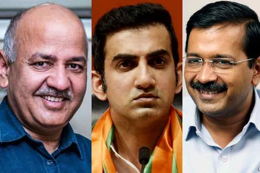ಮನೀಶ್ ಸಿಸೋಡಿಯಾ, ಗೌತಮ್ ಗಂಭೀರ್ ಮತ್ತು ಅರವಿಂದ್ ಕೇಜ್ರಿವಾಲ್.