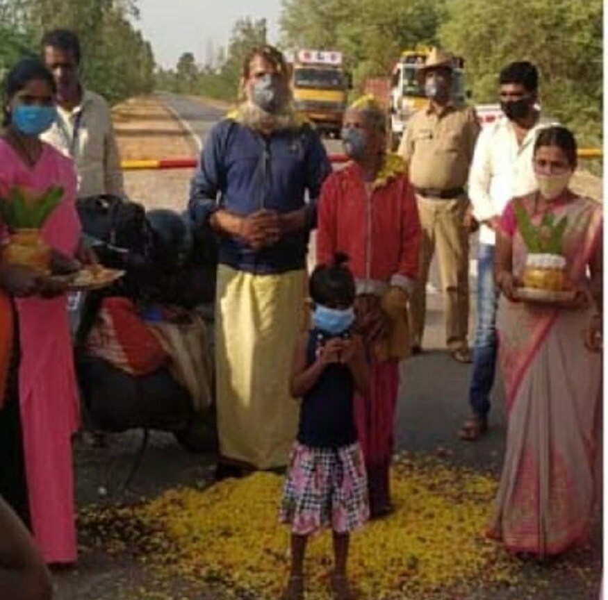 Mysore son takes his mother to Pilgrimage of Nepal Bhutan in Bajaj Scooter.