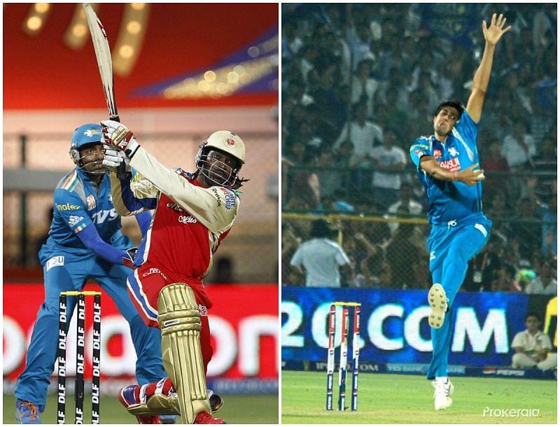  4- 2012 ರ ಐಪಿಎಲ್ ಸೀಸನ್​ನ 21 ನೇ ಪಂದ್ಯದಲ್ಲಿ ರಾಯಲ್ ಚಾಲೆಂಜರ್ಸ್ ಬೆಂಗಳೂರು ಹಾಗೂ ಪುಣೆ ವಾರಿಯರ್ಸ್ ಇಂಡಿಯಾ ಮುಖಾಮುಖಿಯಾಗಿತ್ತು. ಈ ಪಂದ್ಯದಲ್ಲಿ ಗೇಲ್ ಸ್ಪಿನ್ನರ್ ರಾಹುಲ್ ಶರ್ಮಾ ಅವರ ಓವರ್​ನಲ್ಲಿ ಐದು ಸಿಕ್ಸರ್ ಸಿಡಿಸಿದ್ದರು. ಅಲ್ಲದೆ ಒಟ್ಟು 31 ರನ್​ ಬಾಚಿದ್ದರು.