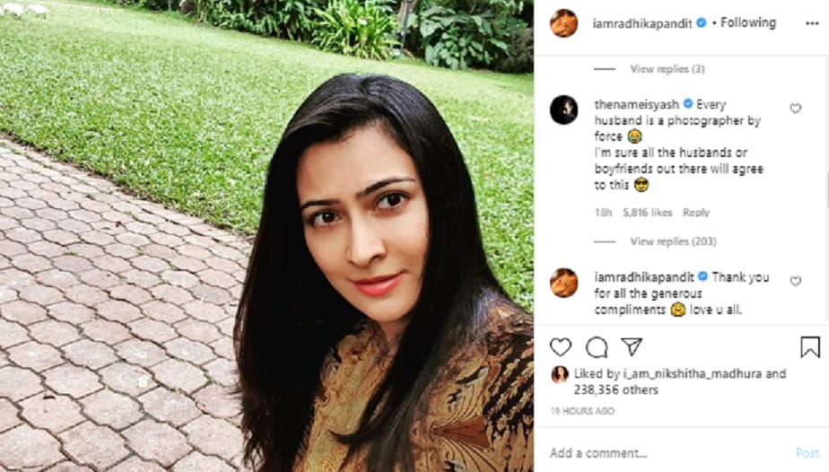 Yash, Personal Photographer, sandalwood, Radhika Pandit Selfie video, Radhika Pandit, Taking selfie is a task for radhika pandit, radhika pandit,