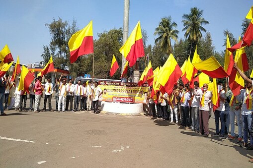 ಕನ್ನಡ ಪರ ಸಂಘಟನೆಗಳು ವಿಜಯಪುರದಲ್ಲಿ ಪ್ರತಿಭಟನೆ ನಡೆಸಿದವು.