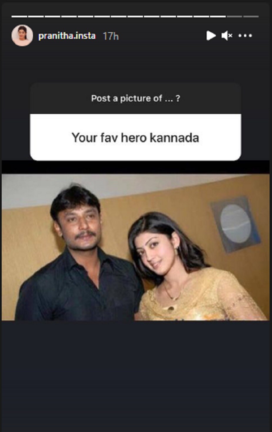 Pranitha Subhash posted about DBoss Darshan and power star Pawan Kalyan