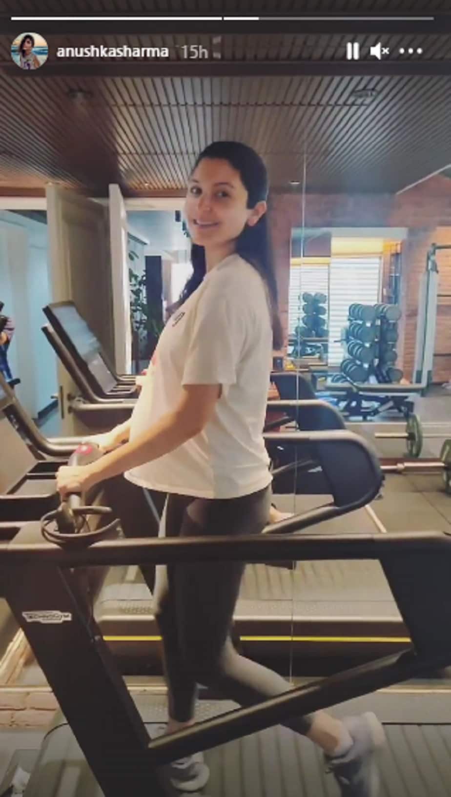 Pregnant Anushka Sharma shares her fitness video in which actress is walking on treadmill ae