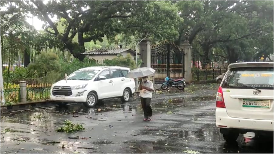  ಬೆಂಗಳೂರು: ಬಿಸಿಲಿನ ತಾಪಕ್ಕೆ ಬೆಂದಿದ್ದ ಜನರಿಗೆ ಇಂದು ವರುಣ ದೇವ ತಂಪೆರೆದಿದ್ದಾನೆ. ಗುಡುಗು ಬಿರುಗಾಳಿ ಸಹಿತ ಮಳೆಯ ಅಬ್ಬರಕ್ಕೆ ರಾಜಧಾನಿಯಲ್ಲಿ ಹಲವು ಕಡೆ ಮರಗಳು ಉರುಳಿ ಬಿದ್ದಿದ್ದು, ಹಲವು ವಾಹನಗಳು ಜಖಂಗೊಂಡಿದೆ.