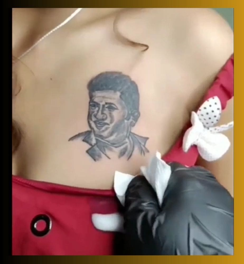 Kannada Actor Puneeth Rajkumar Crazy Fan got Appu Tattoo on her chest