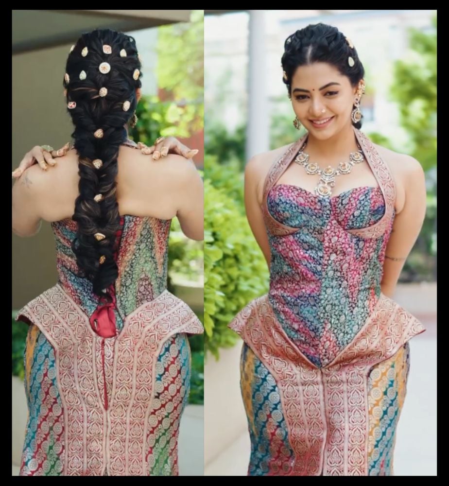 disha madan looked stunning at Cannes Film Festival wearing a gown made from two 80 year old sarees
