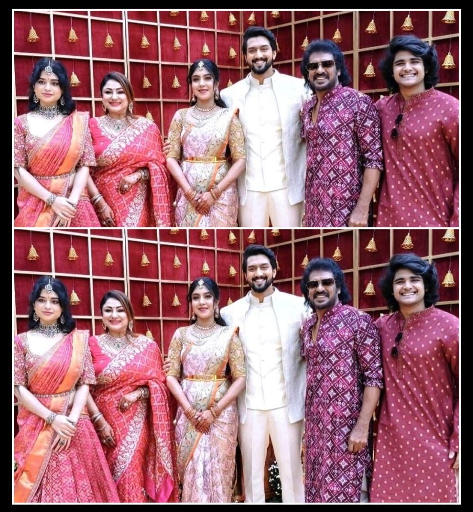 real star upendra nephew niranjan sudhindra got engage dr sanjana b raj at bengaluru