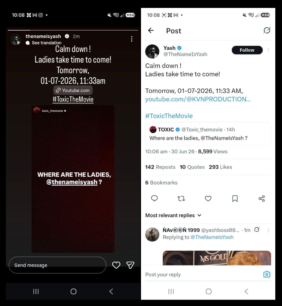 rocking star yash share toxic movie latest updates on social media