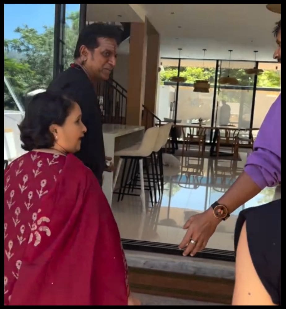 shiva rajkumar geetha shiva rajkumar visit akul balaji new house at bengaluru outskirts