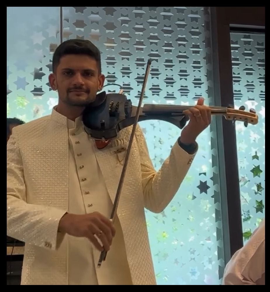 Violinist Sreejith Saralaya share video of Sharmiela Mandre and Sudhan Sundarams engagement ceremony on social media