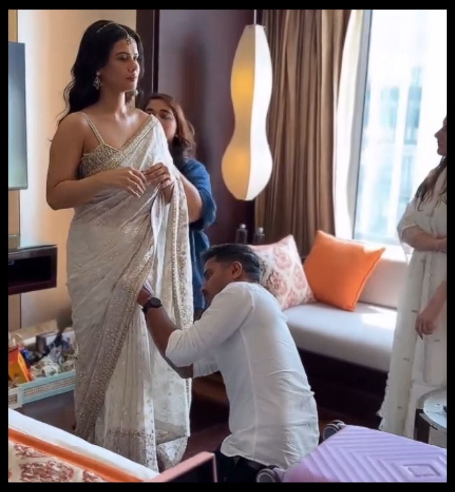 sharmiela mandre saree draper puneeth share special video