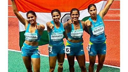  ಚಿನ್ನ ಗೆದ್ದ ಮಹಿಳಾ ರಿಲೇ ತಂಡ(ANI Photo)