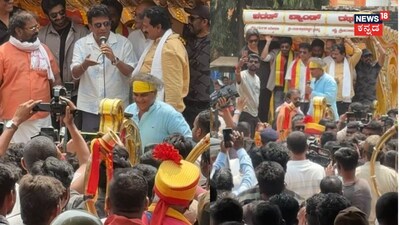 Grand Welcome For Century Star Shiva Rajkumar In Hubballi