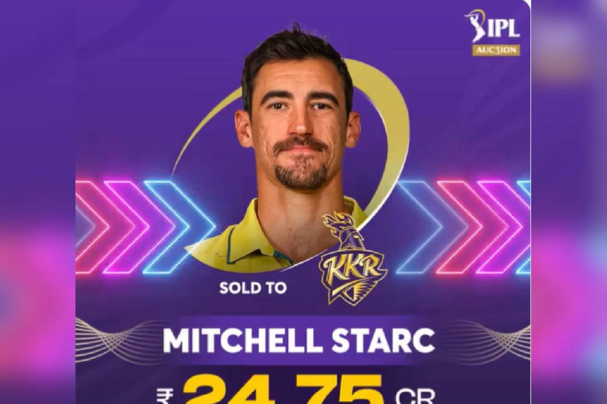 പാറ്റ് കമ്മിന്‍സ് അല്ല ഐപിഎല്ലിലെ വിലയേറിയ താരമായി മിച്ചല്‍ സ്റ്റാര്‍ക്ക്; 24.75 കോടിക്ക് കൊല്‍ക്കത്തയില്‍
