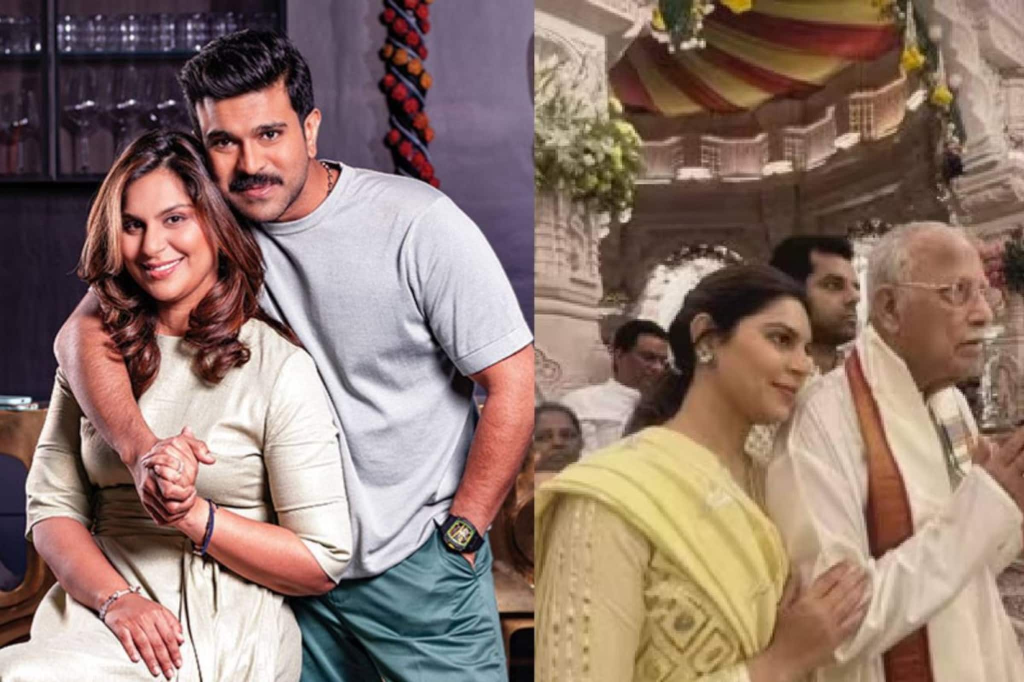 അയോദ്ധ്യ രാമക്ഷേത്രത്തിൽ മുത്തച്ഛനൊപ്പം ദർശനം നടത്തി രാം ചരണിന്റെ ഭാര്യ ഉപാസന കൊനിഡേല