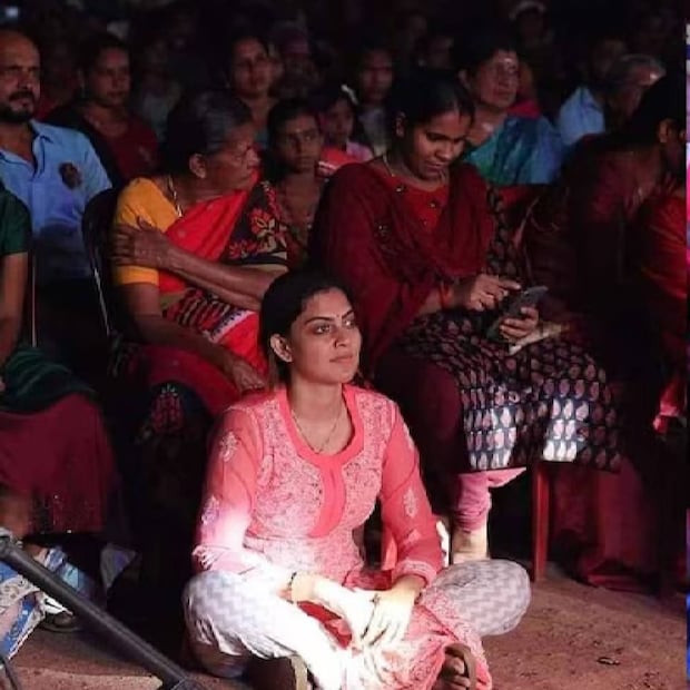  നാട്ടുകാർക്കൊപ്പം നിലത്തിരുന്ന് നാടകം ആസ്വദിക്കുകയാണ് താരം. സുരേഷ് കുന്നകോട് പകർത്തിയ ചിത്രങ്ങളാണിത്.