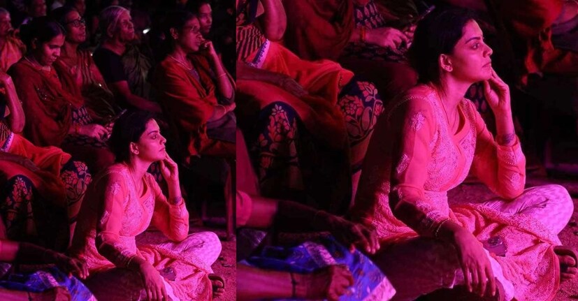  കമുകുംചേരി ഉത്സവത്തിൽ പങ്കെടുത്ത താരം നിലത്തിരുന്ന് ഉത്സവക്കാഴ്ചകൾ കാണുന്ന ചിത്രമാണ് സോഷ്യൽ മീഡിയയിൽ വൈറലായത്.