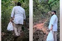 ഒരു കയ്യിൽ സഞ്ചിയും മറുകയ്യിൽ വെള്ളവുമായി നടന്നു നീങ്ങുന്ന മനുഷ്യൻ നമ്മുടെ ലാലേട്ടനാണ്; മോഹൻലാൽ കുടജാദ്രിയിൽ