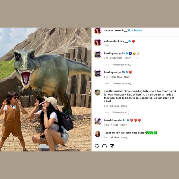 കഴിഞ്ഞ ദിവസം ഹർദിക് പാണ്ഡ്യ നടാഷയുടെ പോസ്റ്റിൽ രേഖപ്പെടുത്തിയ കമന്റും, ആ പോസ്റ്റും. ഹർദിക്കിന്റെ കമന്റിൽ മാത്രം ലൈക്കുകളും കമന്റുകളും ഇട്ടവർ നിരവധിയാണ് 